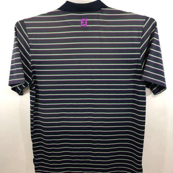 FootJoy Men's Blue Striped Golf Polo Shirt Size L. - Picture 4 of 6
